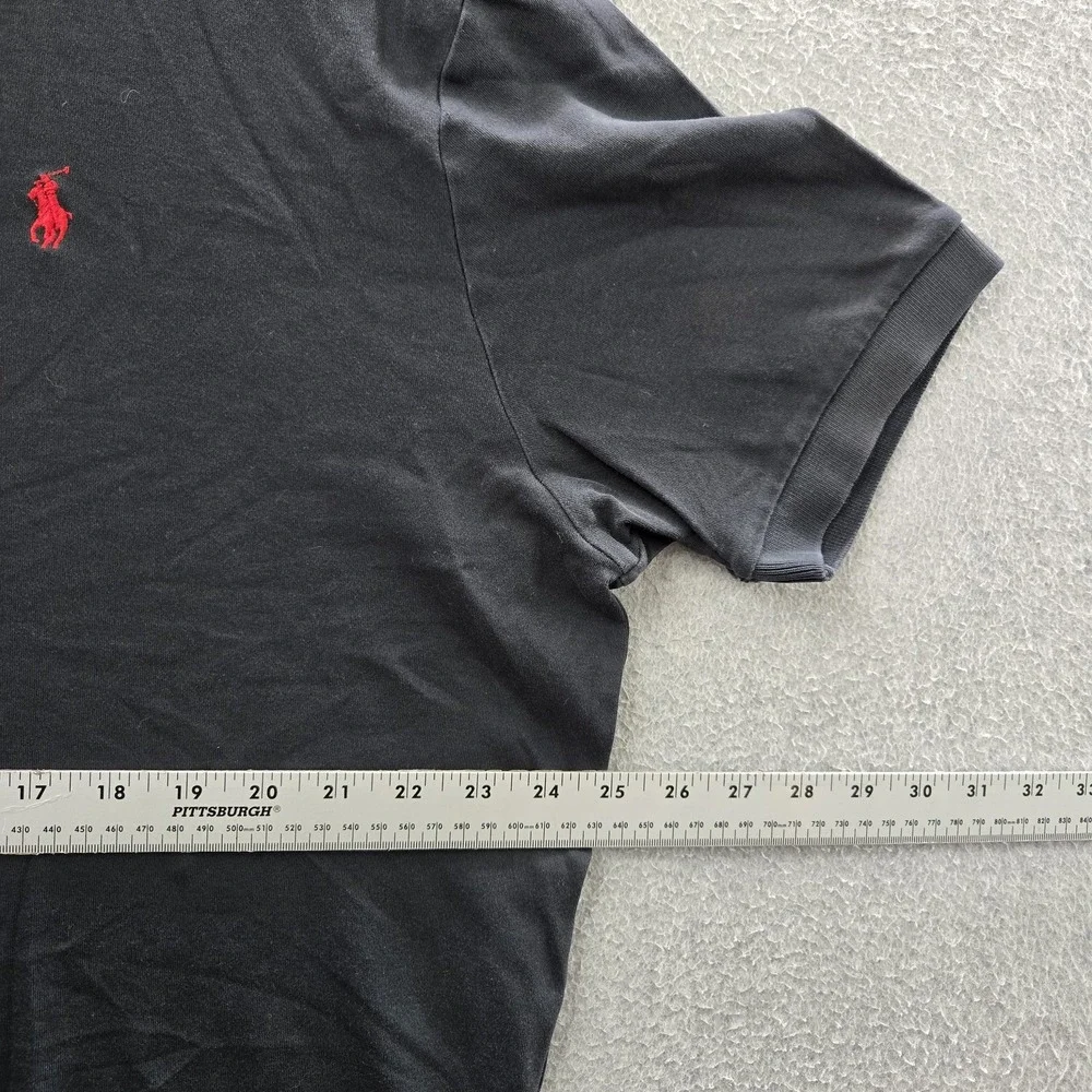 Polo By Ralph Lauren Men Polo XL Black Embroidered Button Logo Short Sleeve READ